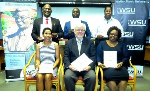 WSU's Prof Rob Midgley (middle front) takes time to have a group photo taken with the representatives from the TVET colleges
